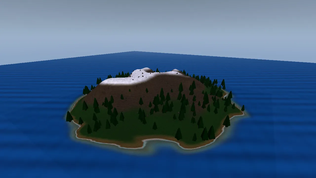 A textured island in three skill calls